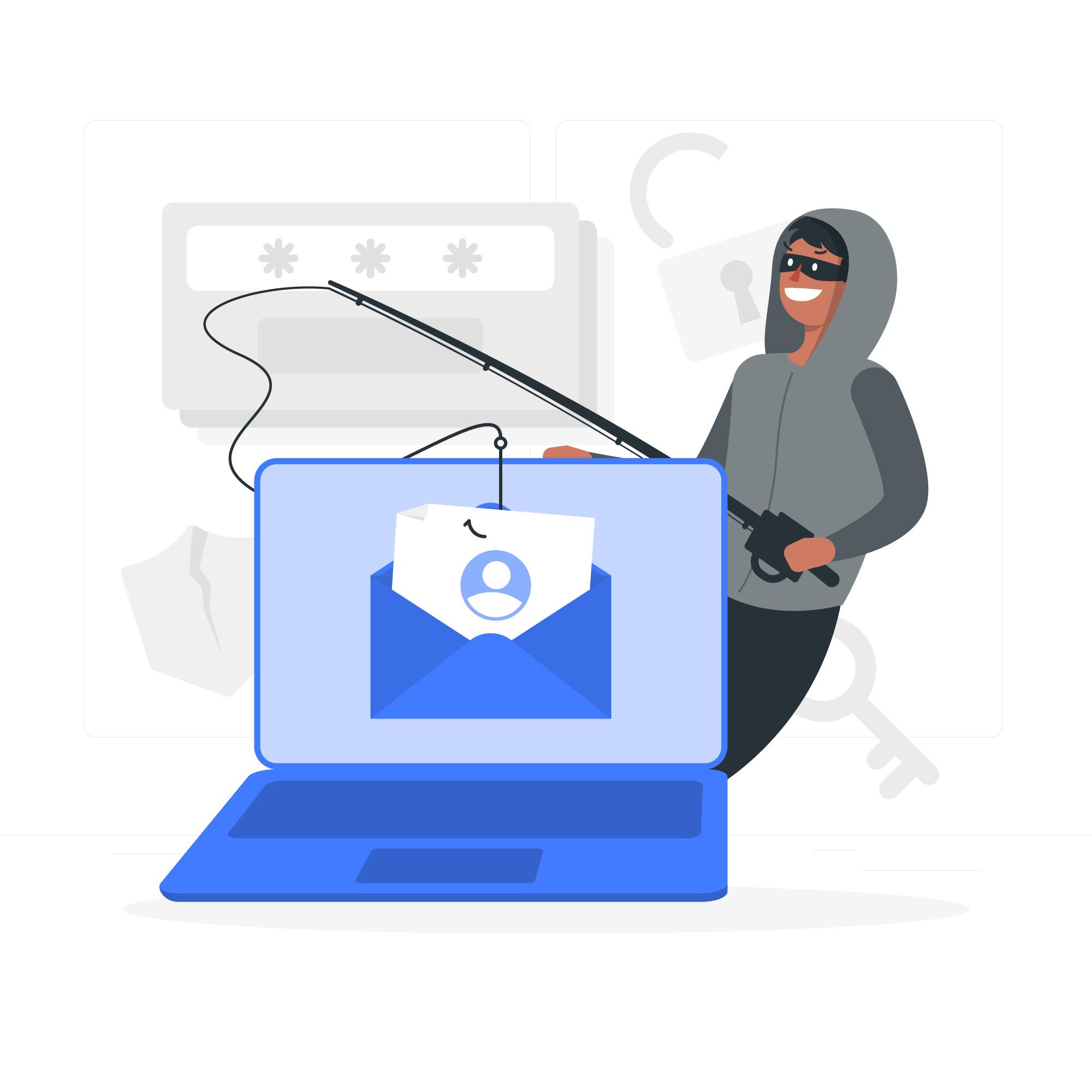 a threat actor phishing a user via email